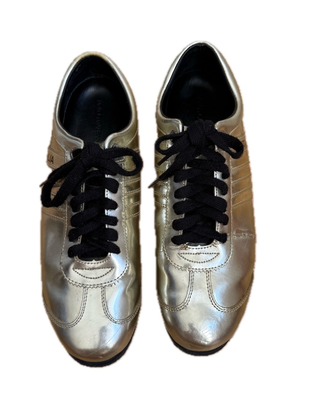 Dolce&Gabbana Metallic Gold Men’s Lace-Up Sneakers